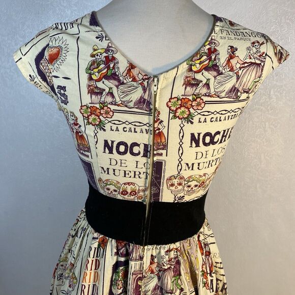 Folter sz S Day of the Dead Swing Dress - Picture 9 of 16